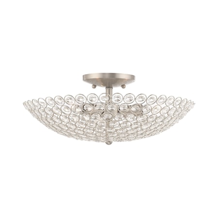 Livex Lighting Cassandra 3 Light Brushed Nickel Ceiling Mount 40446-91