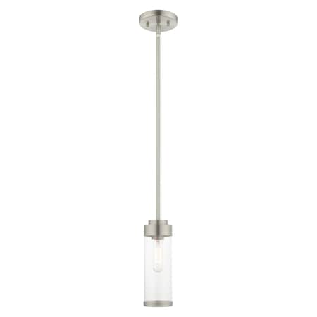 Livex Lighting Hillcrest 1 Light Brushed Nickel Mini Pendant 40470-91