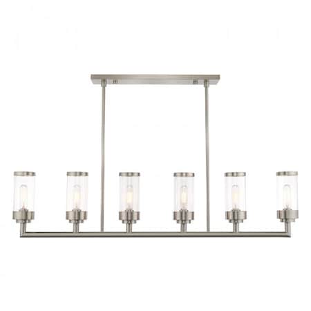 Livex Lighting Hillcrest 6 Light Brushed Nickel Linear 40476-91