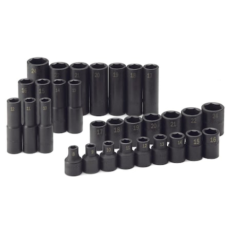 Sk Hand Tools Socket Set, 30 Piece 1/2" Drive 6 Pt Met 4053