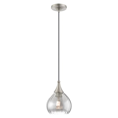 Livex Lighting Art Glass Mini Pendants 1 Light Brushed Nickel Mini Pendant 40645-91