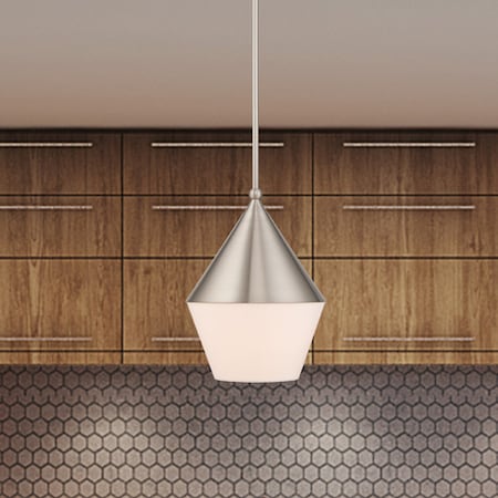 Livex Lighting Stockholm 1 Light Brushed Nickel Mini Pendant 40684-91