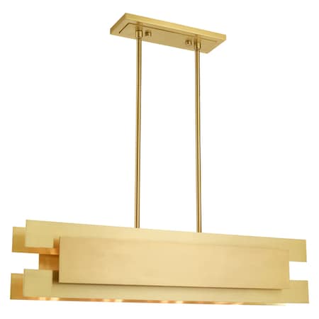 Livex Lighting Varick 4 Light Satin Brass Linear Chandelier 40694-12