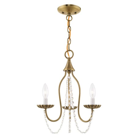 Livex Lighting Alessia 3 Light Antique Brass Mini Chandelier 40793-01