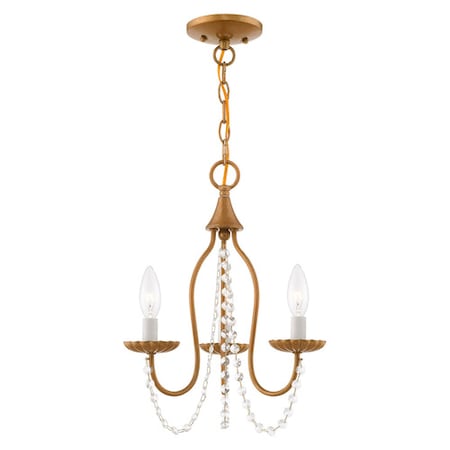 Livex Lighting Alessia 3 Light Antique Gold Leaf Mini Chandelier 40793-48