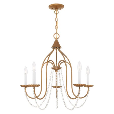 Livex Lighting Alessia 5 Light Antique Gold Leaf Chandelier 40795-48
