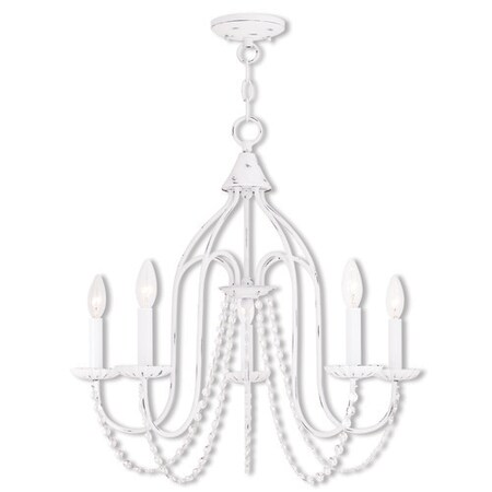 Livex Lighting Alessia 5 Light Antique White Chandelier 40795-60