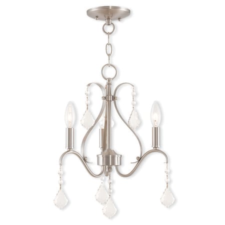 Livex Lighting Caterina 3 Light Brushed Nickel Mini Chandelier 40843-91