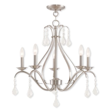 Livex Lighting Caterina 5 Light Brushed Nickel Chandelier 40845-91