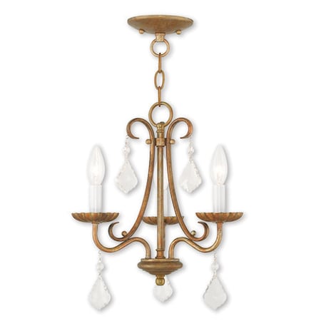 Livex Lighting Daphne 3 Light Antique Gold Leaf Mini Ch 40873-48