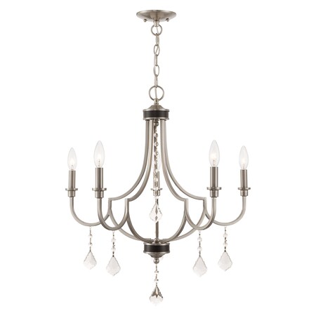 Livex Lighting Glendale 5 Light Brushed Nickel Chandelier 40885-91