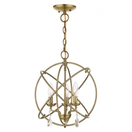 Livex Lighting Antique Brass Convertible Chandelier / S 40904-01