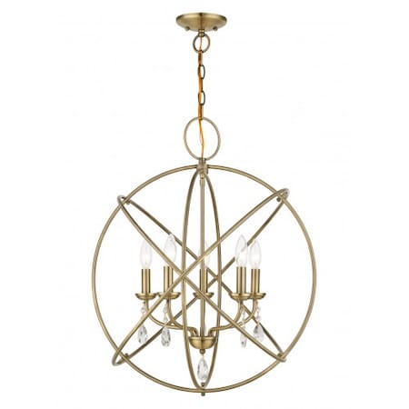 Livex Lighting Antique Brass Chandelier, 5 Light 40905-01