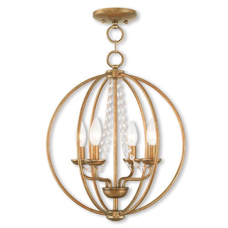 Livex Lighting Arabella 4 Light Antique Gold Leaf Conve 40914-48