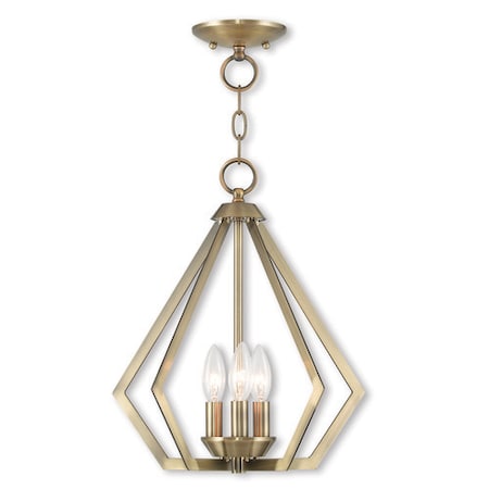 Livex Lighting Prism 3 Light Antique Brass Convertible Mini Chandelier/Ceiling Mount 40923-01