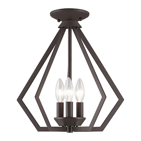 Livex Lighting Prism 3 Light Bronze Convertible Mini Chandelier/Ceiling Mount 40923-07