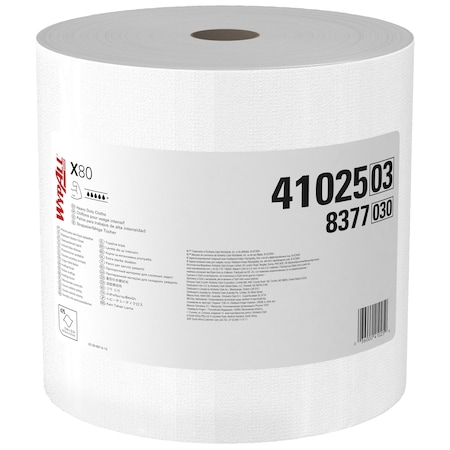 KIMBERLY-CLARK PROFESSIONAL Dry Wipe Roll, X80, Jumbo Perforated Roll, Hydroknit, 12 1/2 in x 13 in, 475 Sheets, White 41025