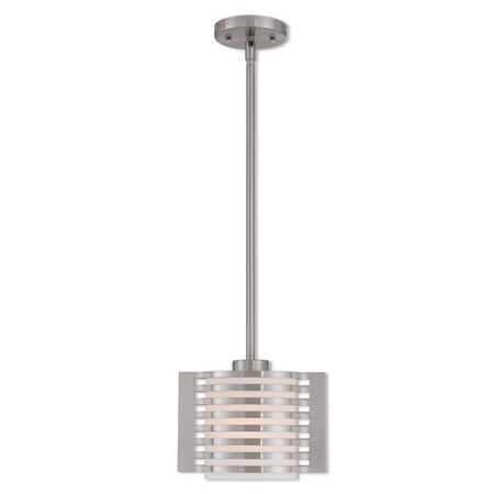 Livex Lighting Hilliard 1 Light Brushed Nickel Mini Pendant 41031-91