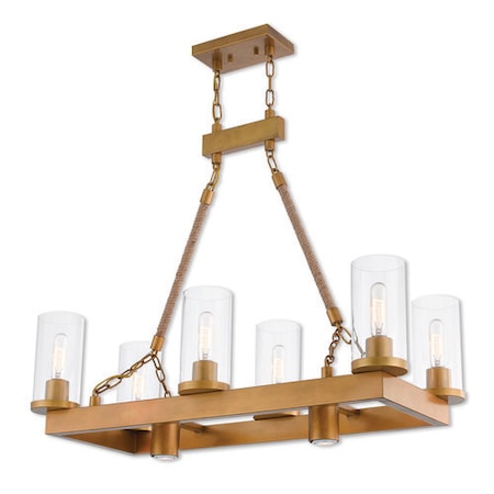 Livex Lighting Metuchen 8 Light Aged Gold Linear Chandelier 41066-26