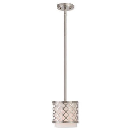 Livex Lighting Arabesque 1 Light Brushed Nickel Mini Pendant 41101-91