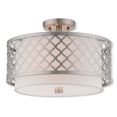 Livex Lighting Arabesque 3 Light Brushed Nickel Ceiling 41108-91