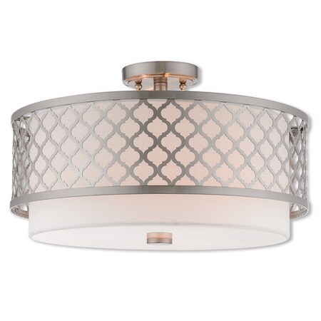 Livex Lighting Arabesque 3 Light Brushed Nickel Ceiling Mount 41109-91