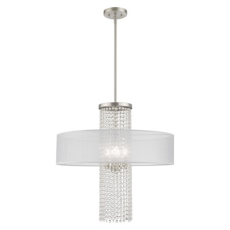 Livex Lighting Bella Vista 4 Light Brushed Nickel Pendant Chandelier 41122-91