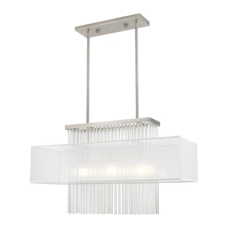 Livex Lighting Alexis 3 Light Brushed Nickel Linear Chandelier 41143-91