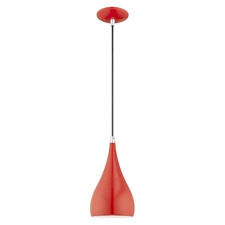 Livex Lighting Metal Shade Mini Pendants 1 Light Shiny Red Mini Pendant 41171-72