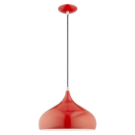 Livex Lighting Metal Shade Mini Pendants 1 Light Shiny Red Mini Pendant 41173-72