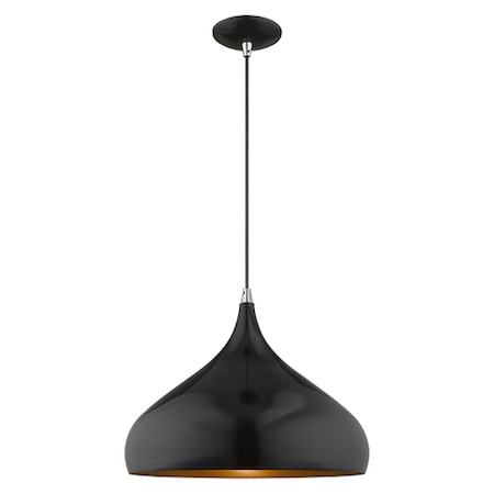 Livex Lighting Metal Shade Mini Pendants 1 Light Shiny Black Mini Pendant 41174-68