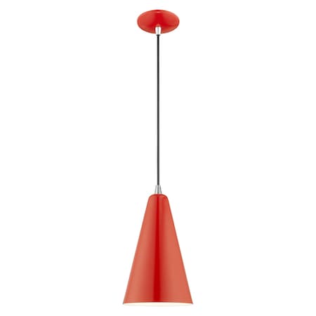 Livex Lighting Metal Shade Mini Pendants 1 Light Shiny Red Mini Pendant 41175-72