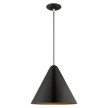 Livex Lighting Metal Shade Mini Pendants 1 Light Shiny Black Mini Pendant 41176-68