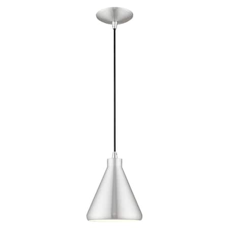 Livex Lighting Metal Shade Mini Pendants 1 Light Brushed Aluminum Mini Pendant 41177-66