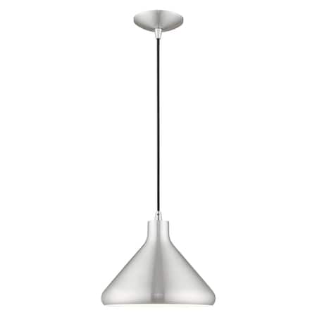 Livex Lighting Metal Shade Mini Pendants 1 Light Brushed Aluminum Mini Pendant 41178-66