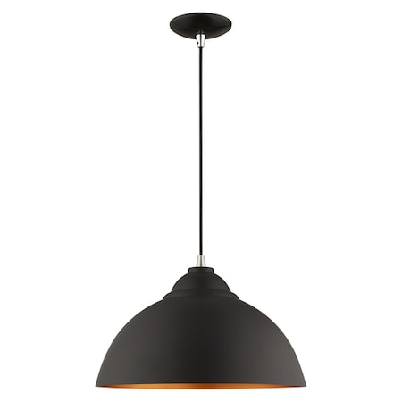 Livex Lighting Metal Shade Mini Pendants 1 Light Black Mini Pendant 41180-04
