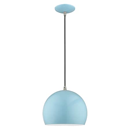 Livex Lighting Metal Shade Mini Pendants 1 Light Shiny Baby Blue Mini Pendant 41181-74