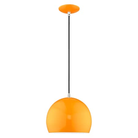 Livex Lighting Metal Shade Mini Pendants 1 Light Shiny Orange Mini Pendant 41181-77
