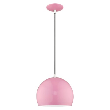 Livex Lighting Metal Shade Mini Pendants 1 Light Shiny Pink Mini Pendant 41181-79