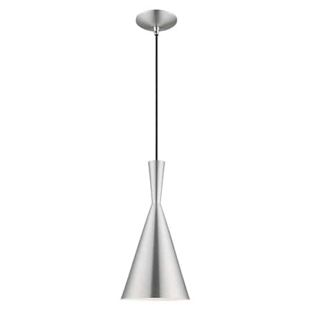 Livex Lighting Metal Shade Mini Pendants 1 Light Brushed Aluminum Mini Pendant 41185-66