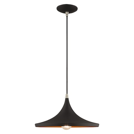 Livex Lighting Metal Shade Mini Pendants 1 Light Black Mini Pendant 41187-04