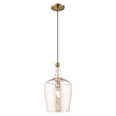 Livex Lighting Art Glass Mini Pendants 1 Light Antique Brass Mini Pendant 41226-01