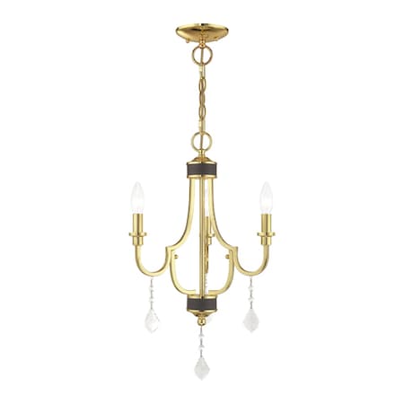 Livex Lighting Glendale 3 Light Polished Brass Mini Chandelier 41273-02