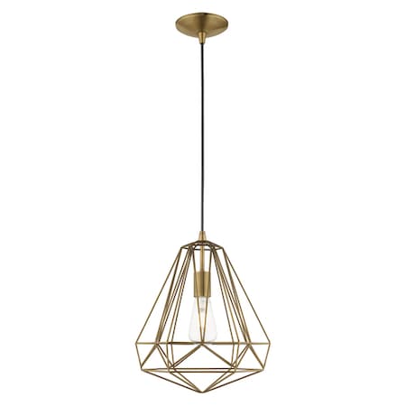 Livex Lighting Geometric Shade Mini Pendants 1 Light Antique Brass Mini Pendant 41324-01