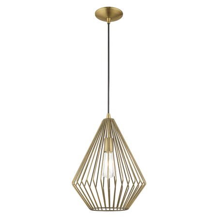 Livex Lighting Geometric Shade Mini Pendants 1 Light Antique Brass Mini Pendant 41325-01