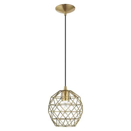 Livex Lighting Geometric Shade Mini Pendants 1 Light Antique Brass Mini Pendant 41326-01