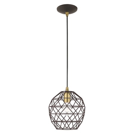 Livex Lighting Geometric Shade Mini Pendants 1 Light Bronze Mini Pendant 41326-07