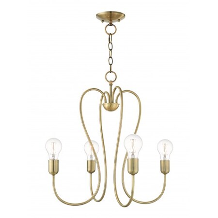 Livex Lighting Antique Brass Chandelier, 4 Light 41364-01
