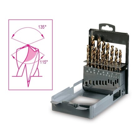 Beta 19pc. HSS 130 Degrees and 115 Degrees Drill Bit Set 004160419