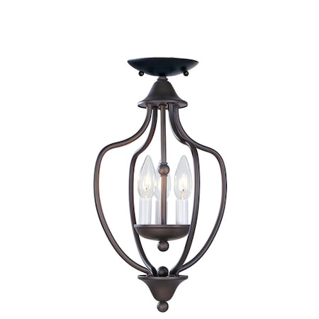 Livex Lighting Home Basics 3 Light Bronze Convertible Mini Chandelier/Ceiling Mount 4170-07